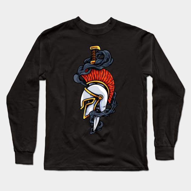 Sparta Helmet And Sword Long Sleeve T-Shirt by andhiika